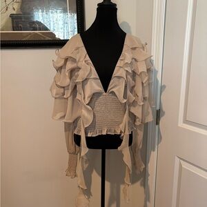 Commense Light Beige Pleated Blouse